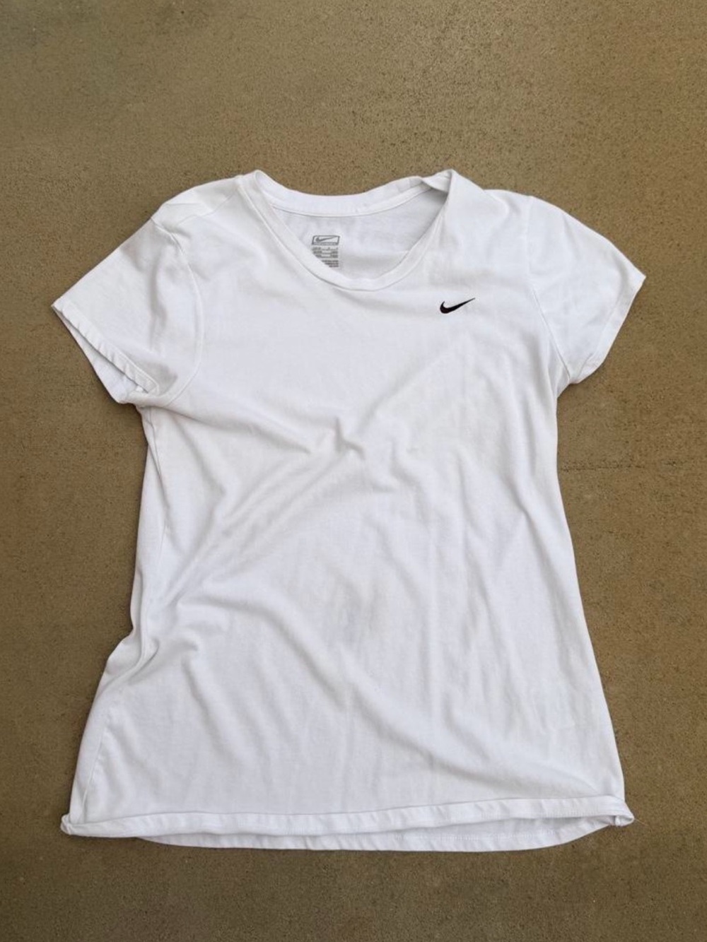 Nike White Short Sleeve Crew Tee with Black Swoosh
